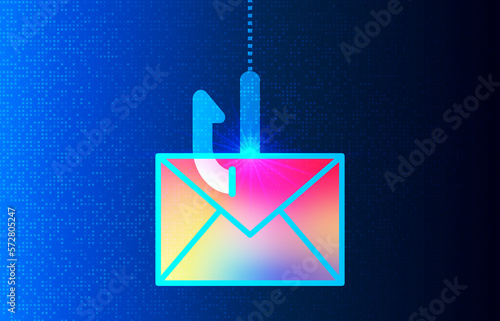 Phishing - Phishing Icon with Letter and Fishing Hook - Conceptual Illustration photo