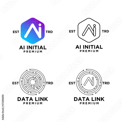 AI artificial intelligence Initial letter icon design logo