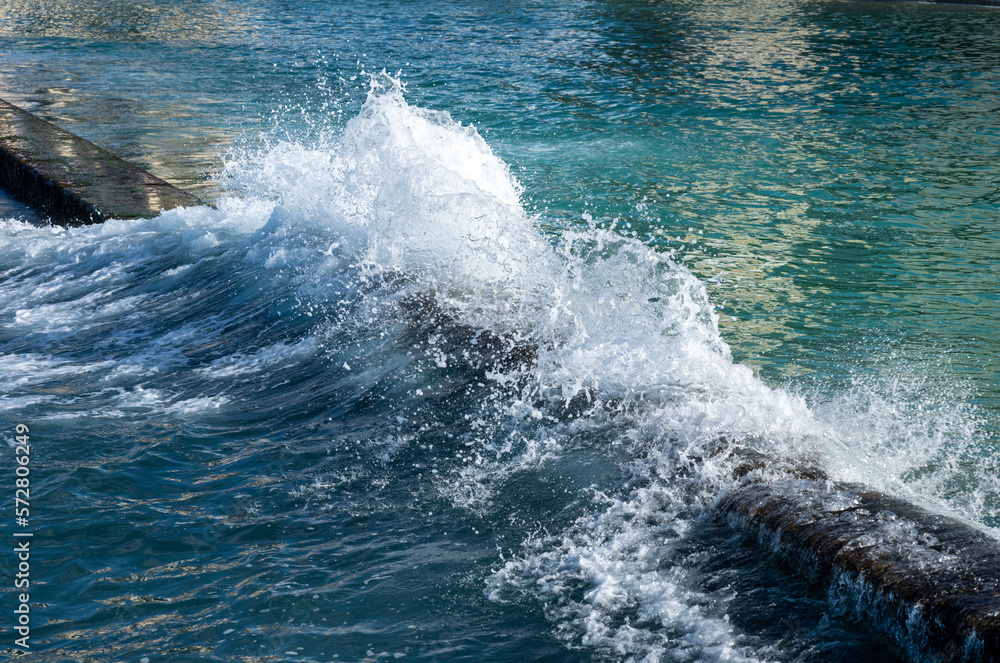 Wave Breaking on the Break Wall Protecting Waikiki Swimmers. Wave Breaking on the Break Wall Protecting Waikiki Swimmers.