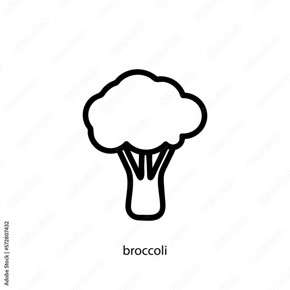 Broccoli icon in linear style. Simple vegetarian food sign. Broccoli icon in linear style. Simple vegetarian food sign.