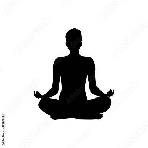 Silhouette of a person in the lotus position. Yoga meditation.