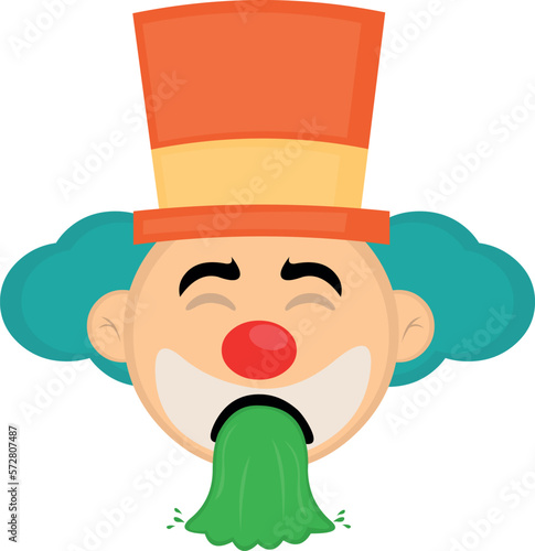 vector illustration face clown cartoon vomiting