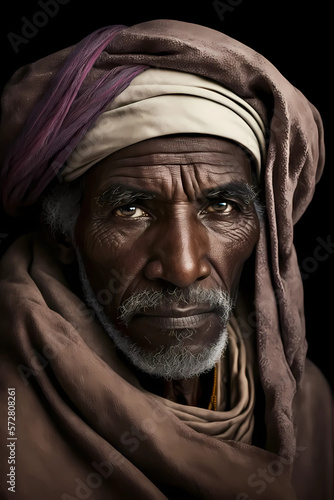 Portrait of a nomad touareg man - generated by generative AI