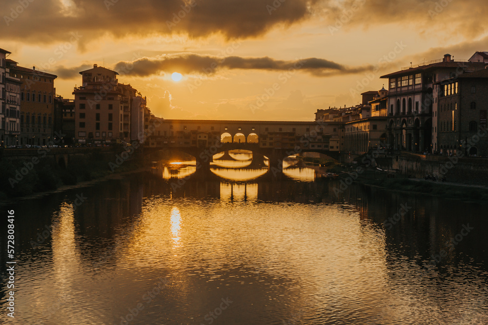Bridge in Florence, Italy at sunset