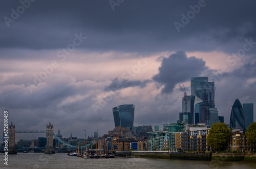 Panoramic view of London's buildings from the River Thames. United Kingdom. © mvera