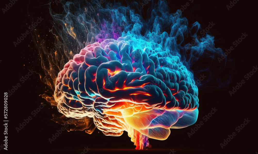 abstract colorful brain, idea concept. generative ai abstract colorful brain, idea concept. generative ai