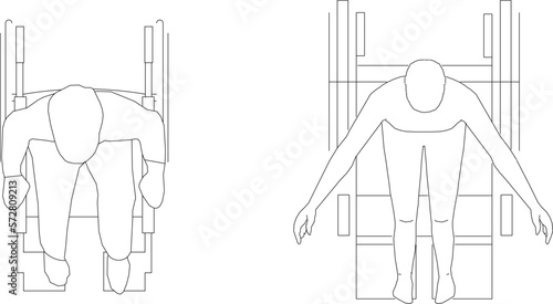 Vector sketch illustration of a disabled person using a wheelchair