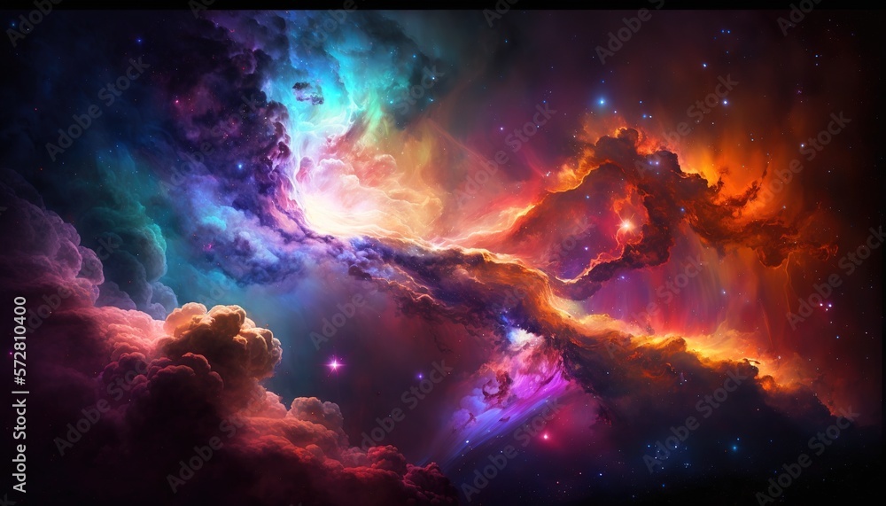 colored galaxy in space surrounded by stars. generative AI colored galaxy in space surrounded by stars. generative AI