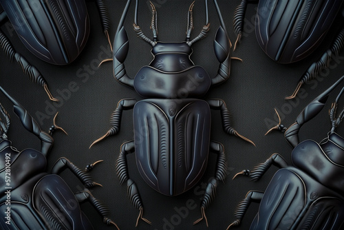 Bugs knolling illustration patterncreated with Generative AI technology photo