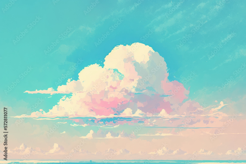 Fototapeta premium Watercolor style of sky sweet color background. generative ai.