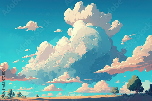 Cute 3d sky and cloud copy space background. generative ai.