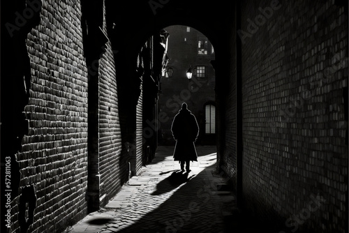 Man in an alleyway dark   Generative AI © TK