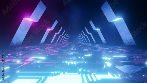 3D Abstract Scene Futuristi...