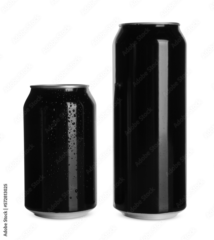 Aluminum cans on white background. Mockup for design Aluminum cans on white background. Mockup for design
