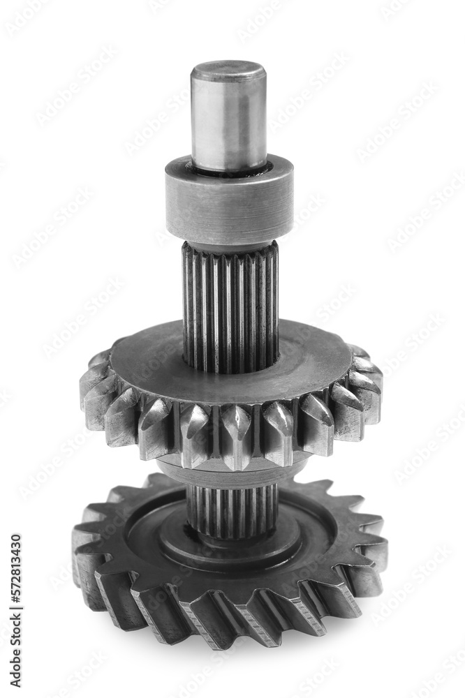 New mechanical transmission gear isolated on white New mechanical transmission gear isolated on white