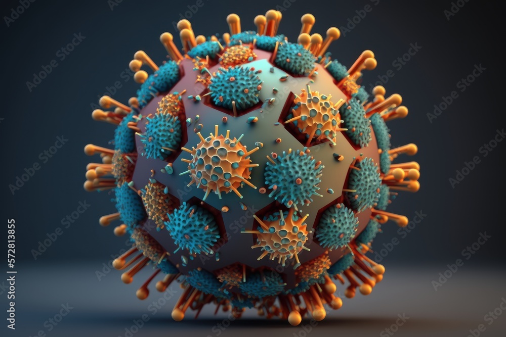 Fototapeta premium Microscopic View of an Infectious Virus: Exploring the Hidden World of Pathogens, generative ai