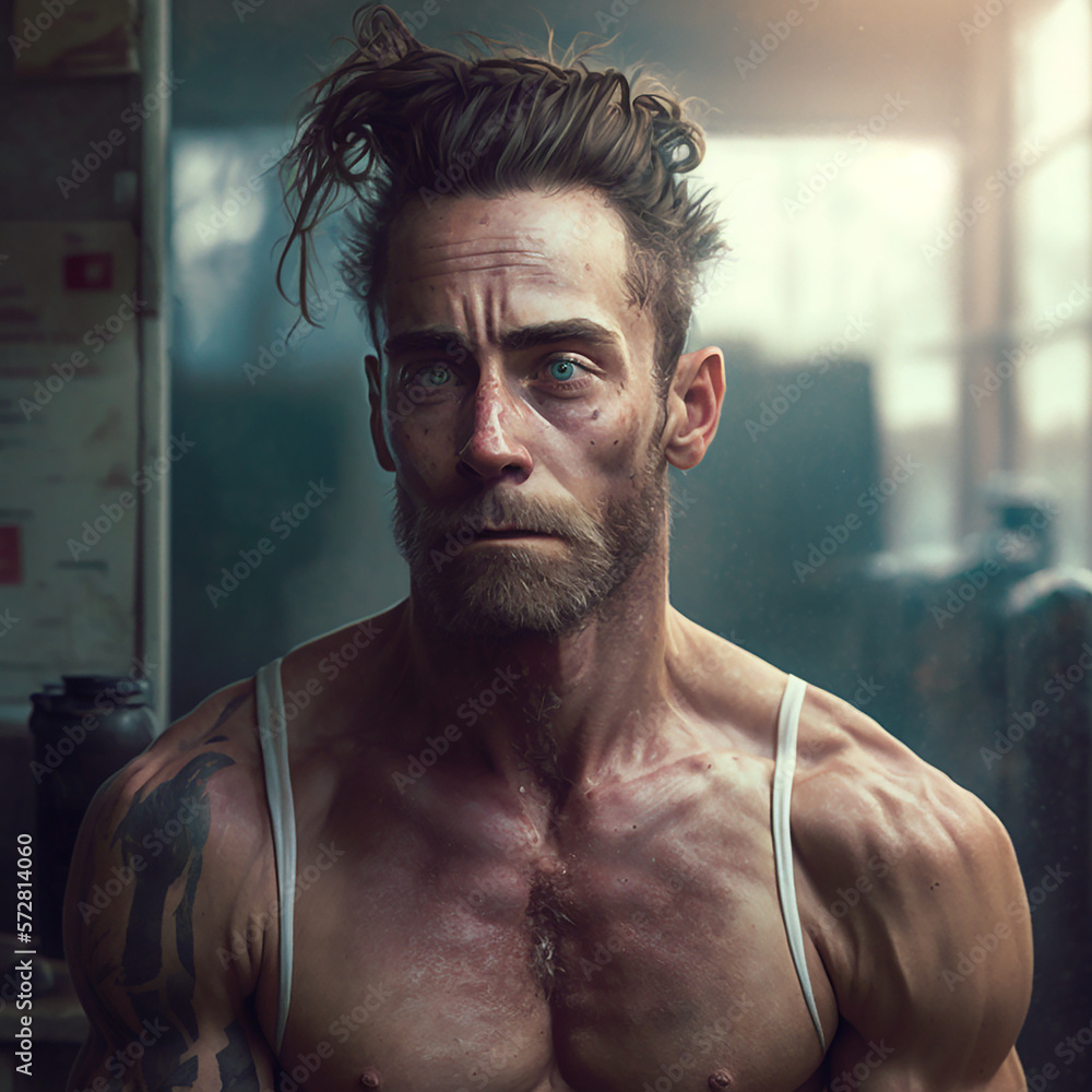 Man after at workout, made with generative AI Man after at workout, made with generative AI