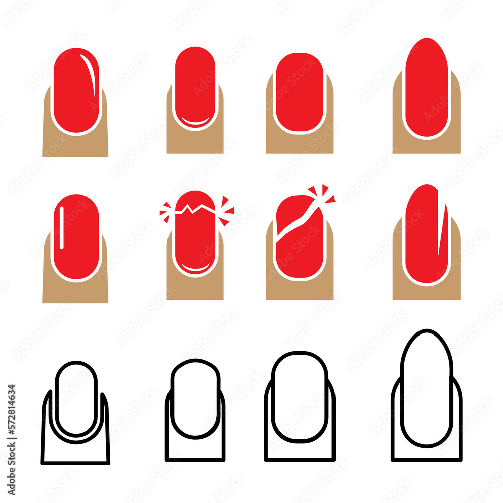 nail icon set. finger, nail, fingernail, manicure, nail polish and broken nails vector..eps nail icon set. finger, nail, fingernail, manicure, nail polish and broken nails vector..eps