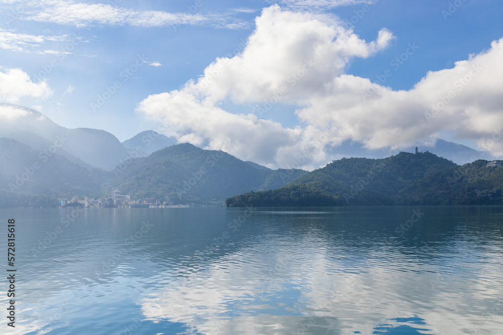 Sun moon lake in Nantou of Taiwan at morning