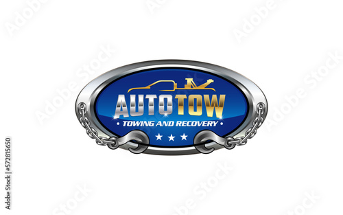 Illustration vector graphic of towing truck service logo design suitable for the automotive company