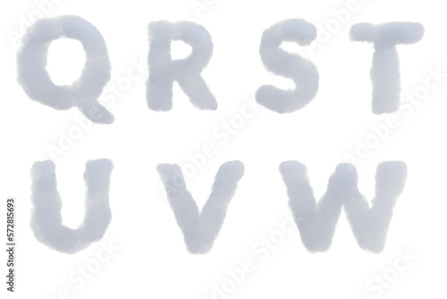 Cloud alphabet upper case. 3d render isolated .