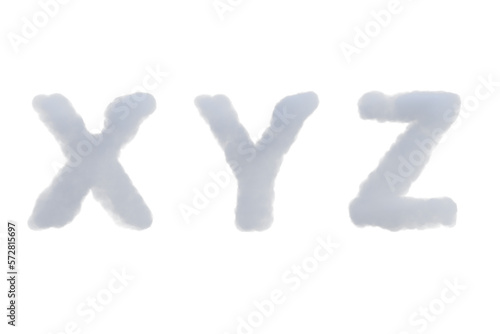 Cloud alphabet upper case. 3d render isolated .