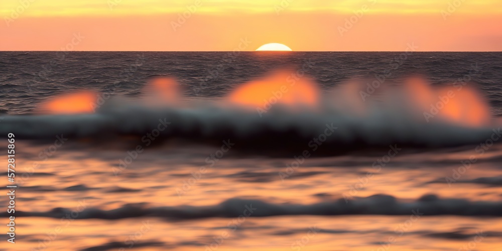 Beauty in Simplicity: Vintage Ocean Waves at Sunset - Generative AI