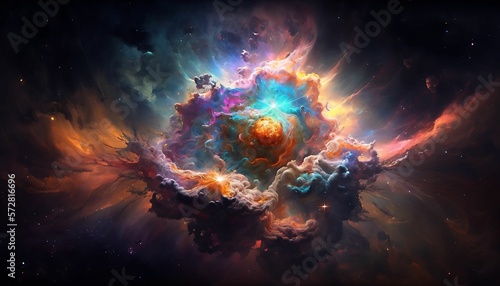 Colorful space nebula or universe as wallpaper background with Generative AI Technology. © Tech Hendra