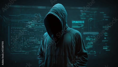 Anonymous hacker with hoodie,Hacker in data security concept.