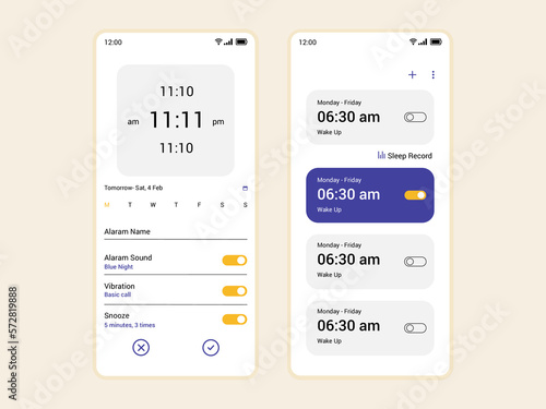 Set alarm mobile application concept design