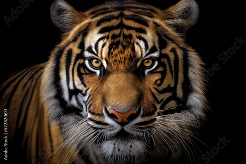 Portrait of a Tiger. Strange face tiger in nature. Close up view of tiger. Generative AI.