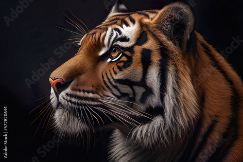 Portrait of a Tiger. Strange face tiger in nature. Close up view of tiger. Generative AI. © wittayayut