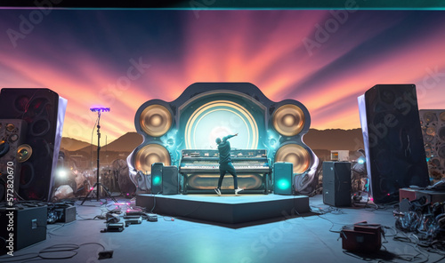 Psychedelic Surreal AI-Generated DJ Stage Concepts