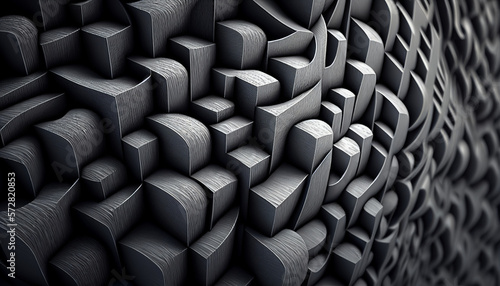 Black cubes abstract geometric background 3d illustration