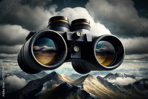 binoculars coming out of the clouds, ai
