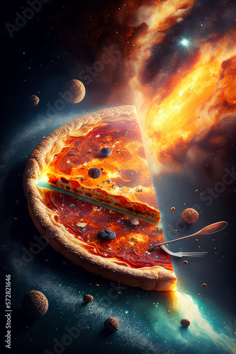 food planet pizza galaxy, ai