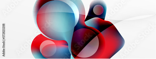 Fluid abstract background, round shapes and circle flowing design for wallpaper, banner, background or landing