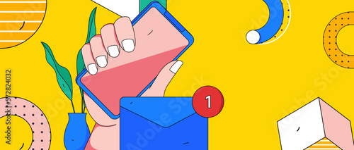 Notice bulletin vector creative flat hand drawn illustration
