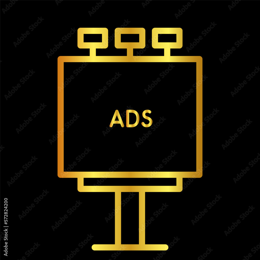 advertising billboard icon in gold color advertising billboard icon in gold color