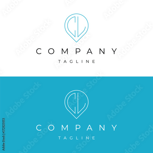 Letter CL LC initial point pin map local icon logo design vector template