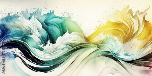 Watercolor texture waves soft colorw wavy background,Generative AI