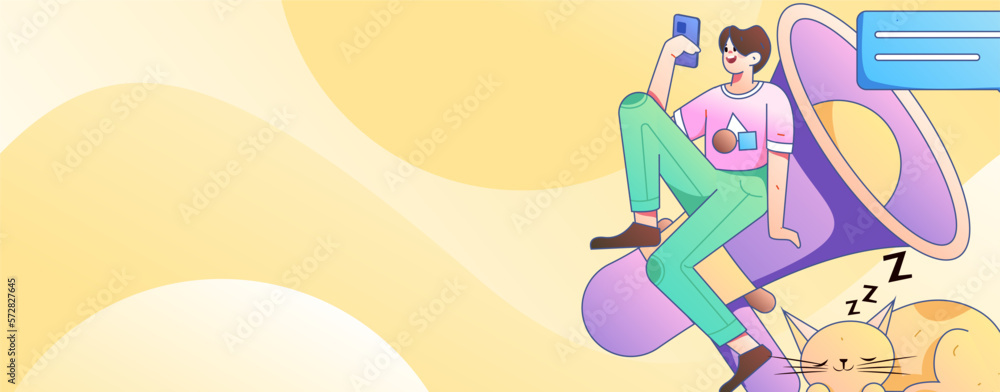 Naklejka premium Notice bulletin vector creative flat hand drawn illustration 