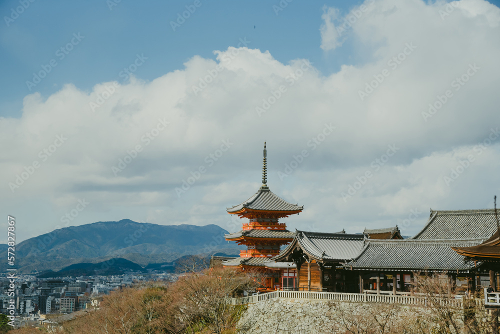The most beautiful viewpoint of Kiyomizu-dera Temple is a popular tourist destination in Kyoto, Japan. The most beautiful viewpoint of Kiyomizu-dera Temple is a popular tourist destination in Kyoto, Japan.