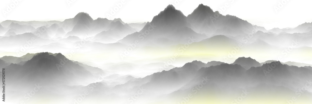 mountain landscape with fog