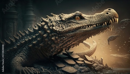 Cool, Epic, Artistic, Beautiful, and Unique Illustration of Crocodile Animal Cinematic Adventure: Abstract 3D Wallpaper Background with Majestic Wildlife and Futuristic Design (generative AI)