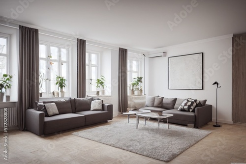 Modern living room. Luxurious apartment background with contemporary design. Modern interior design.Generative AI
