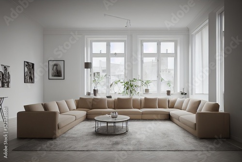 Modern living room. Luxurious apartment background with contemporary design. Modern interior design.Generative AI