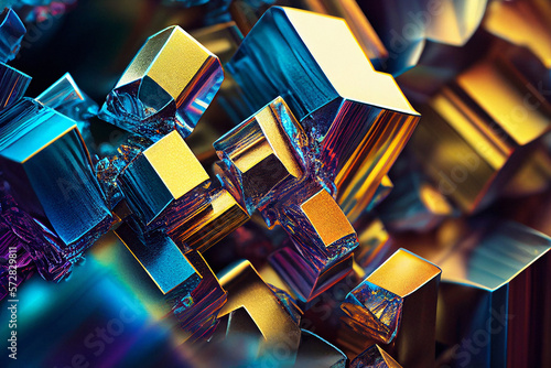 Fototapeta Bismuth Crystal Blocks - Generative Ai