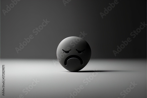 An Intriguing Illustration of a Round Object on a Table, Depicting a Side Face with Intense Emotions