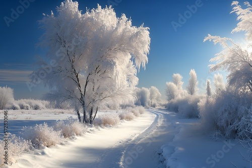 winter snow landscape created using AI Generative Technology © Pradeep